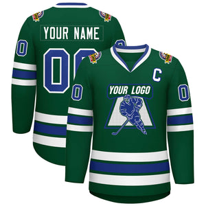 Maillot de hockey de style classique vert Royal-blanc personnalisé