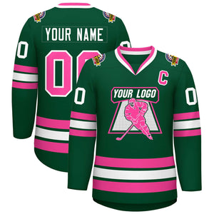 Maillot de hockey de style classique vert rose-blanc personnalisé