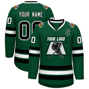 Maillot de hockey de style classique vert noir-blanc personnalisé