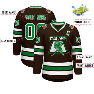 Maillot de hockey de style classique marron Kelly vert-blanc personnalisé