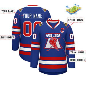 Custom Royal Red-White Classic Style Hockey Jersey