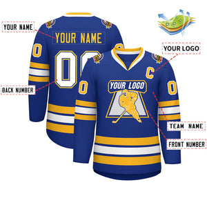 Maillot de hockey de style classique Royal White Royal-Gold personnalisé