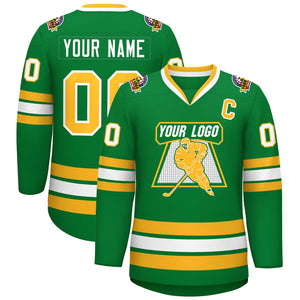 Maillot de hockey de style classique Kelly vert or-blanc personnalisé