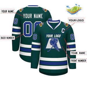 Custom Midnight Green Royal-White Classic Style Hockey Jersey