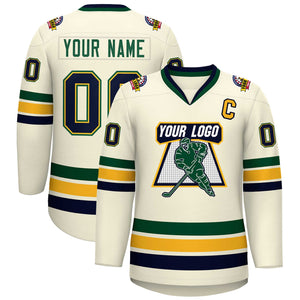 Custom Khaki Navy Gold-Green Classic Style Hockey Jersey