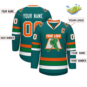 Custom Aqua Orange-White Classic Style Hockey Jersey