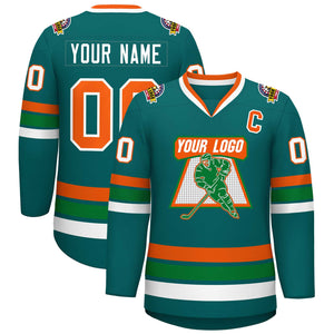 Custom Aqua Orange-White Classic Style Hockey Jersey