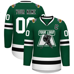 Custom Green Black-White Classic Style Hockey Jersey