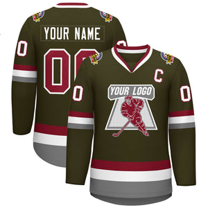 Maillot de hockey de style classique Olive Crimson-White personnalisé