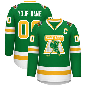 Maillot de hockey de style classique Kelly vert or-blanc personnalisé