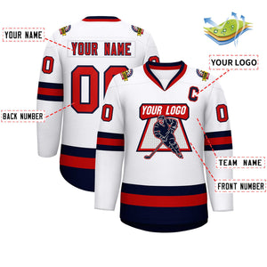 Custom White Red-Navy Classic Style Hockey Jersey