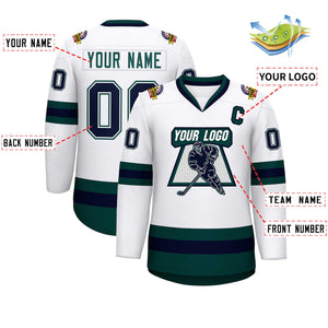 Maillot de hockey de style classique blanc marine blanc-vert minuit personnalisé