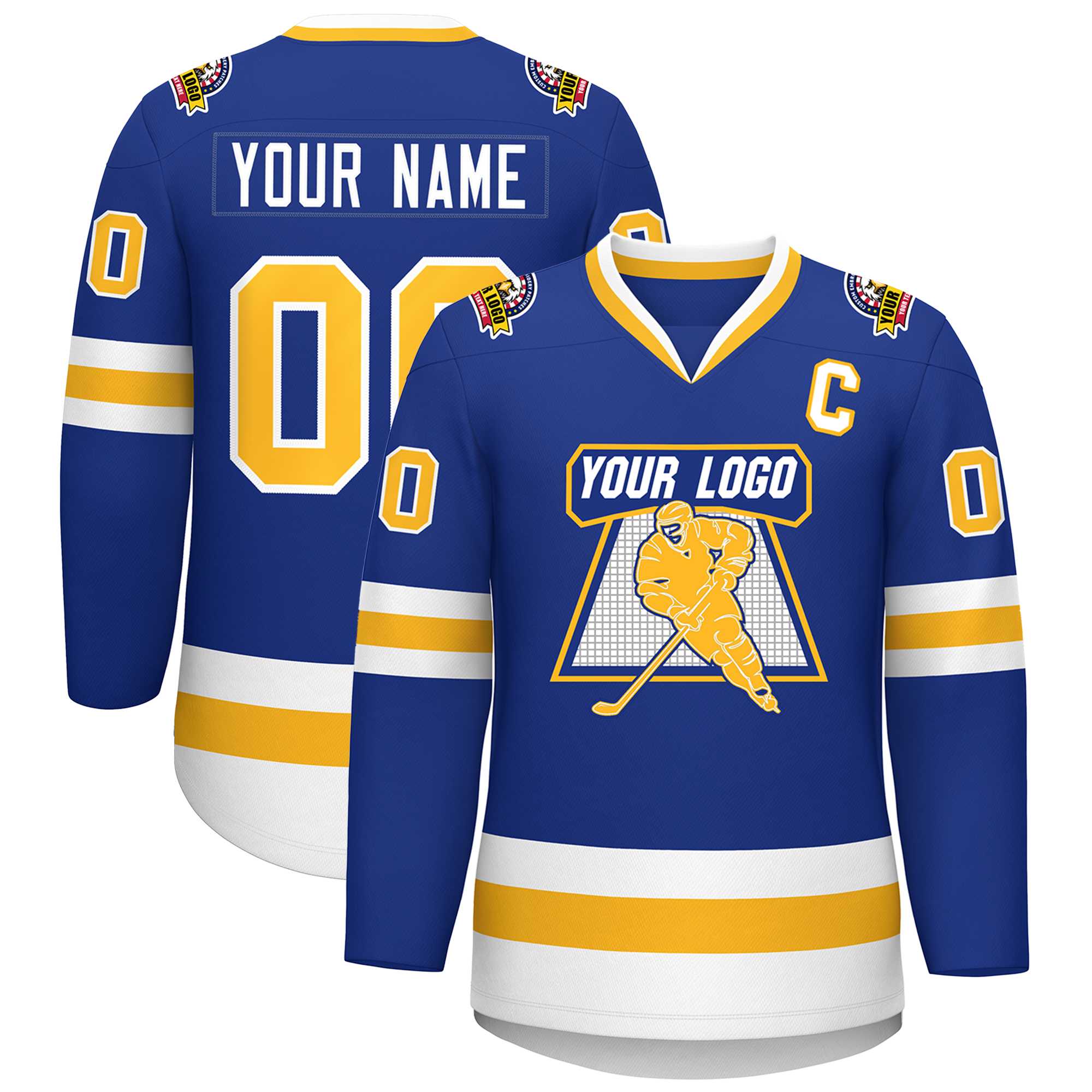 Maillot de hockey de style classique Royal Gold-White personnalisé