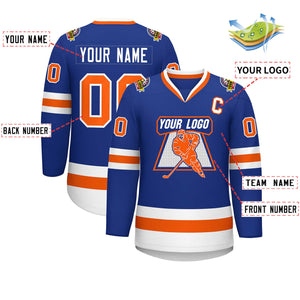 Custom Royal Orange-White Classic Style Hockey Jersey