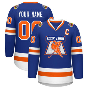 Custom Royal Orange-White Classic Style Hockey Jersey