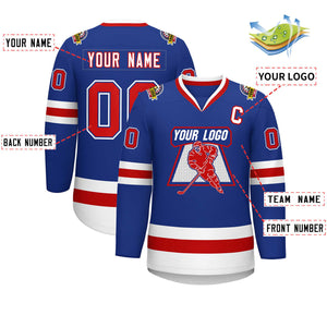 Custom Royal Red Royal-White Classic Style Hockey Jersey