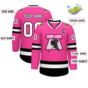 Maillot de hockey de style classique rose blanc-noir personnalisé