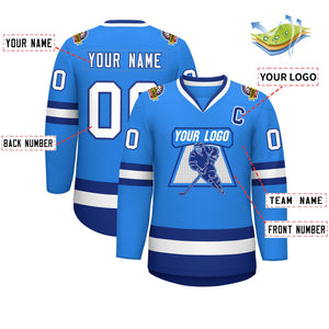 Custom Powder Blue White-Royal Classic Style Hockey Jersey