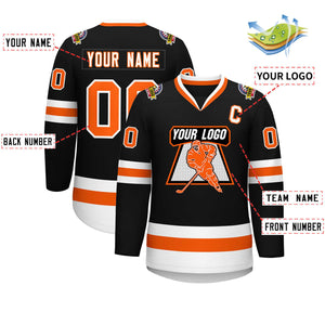 Maillot de hockey de style classique noir orange-blanc personnalisé