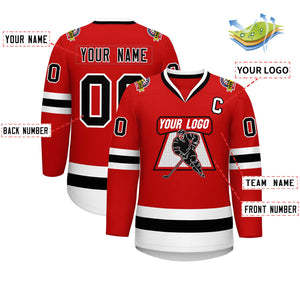 Custom Red Black-White Classic Style Hockey Jersey