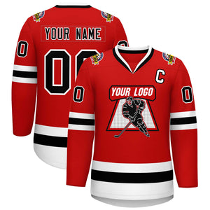 Maillot de hockey de style classique rouge noir-blanc personnalisé