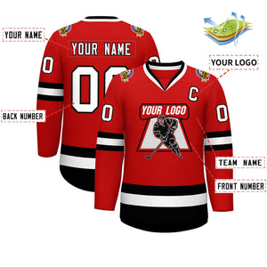 Custom Red White-Black Classic Style Hockey Jersey