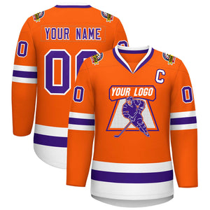 Maillot de hockey de style classique orange violet-blanc personnalisé