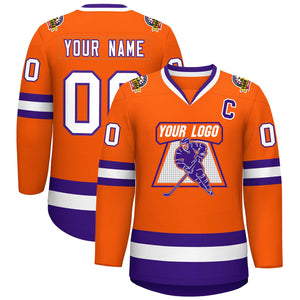 Custom Orange White-Purple Classic Style Hockey Jersey