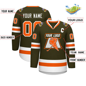 Maillot de hockey de style classique olive orange-blanc personnalisé