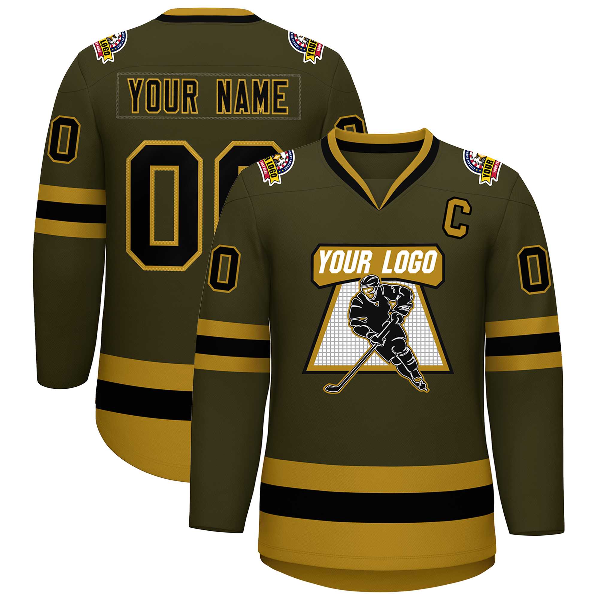 Maillot de hockey personnalisé de style classique Olive Black-Old Gold