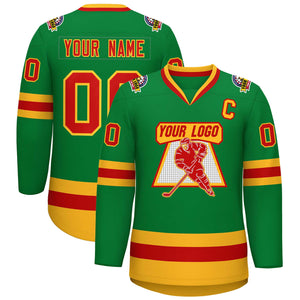 Maillot de hockey de style classique Kelly vert rouge-or personnalisé