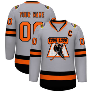 Maillot de hockey de style classique gris orange-noir personnalisé