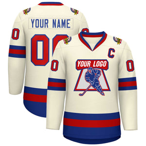 Custom Khaki Red-Royal Classic Style Hockey Jersey