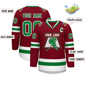 Maillot de hockey personnalisé Crimson Kelly vert-blanc de style classique