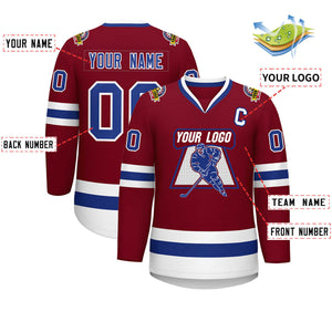 Custom Crimson Royal-White Classic Style Hockey Jersey