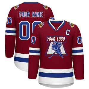 Custom Crimson Royal-White Classic Style Hockey Jersey