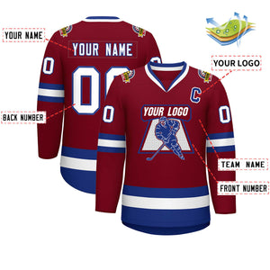 Custom Crimson White-Royal Classic Style Hockey Jersey