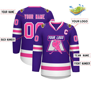 Custom Purple Pink-White Classic Style Hockey Jersey