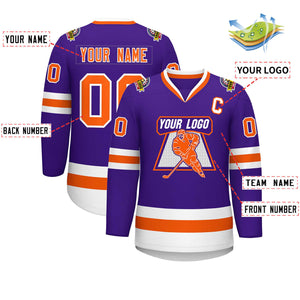 Maillot de hockey de style classique violet orange-blanc personnalisé