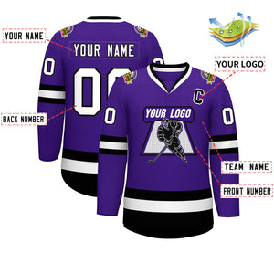 Maillot de hockey de style classique violet blanc-noir personnalisé