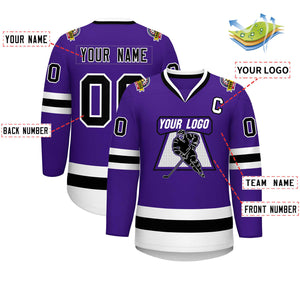 Maillot de hockey de style classique violet noir-blanc personnalisé