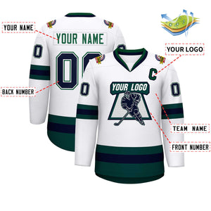 Maillot de hockey de style classique blanc-vert personnalisé blanc marine