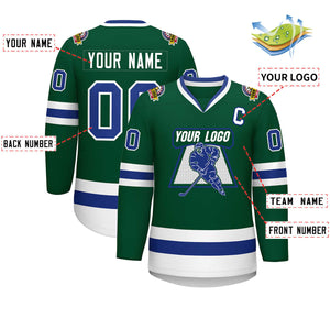 Custom Green Royal-White Classic Style Hockey Jersey