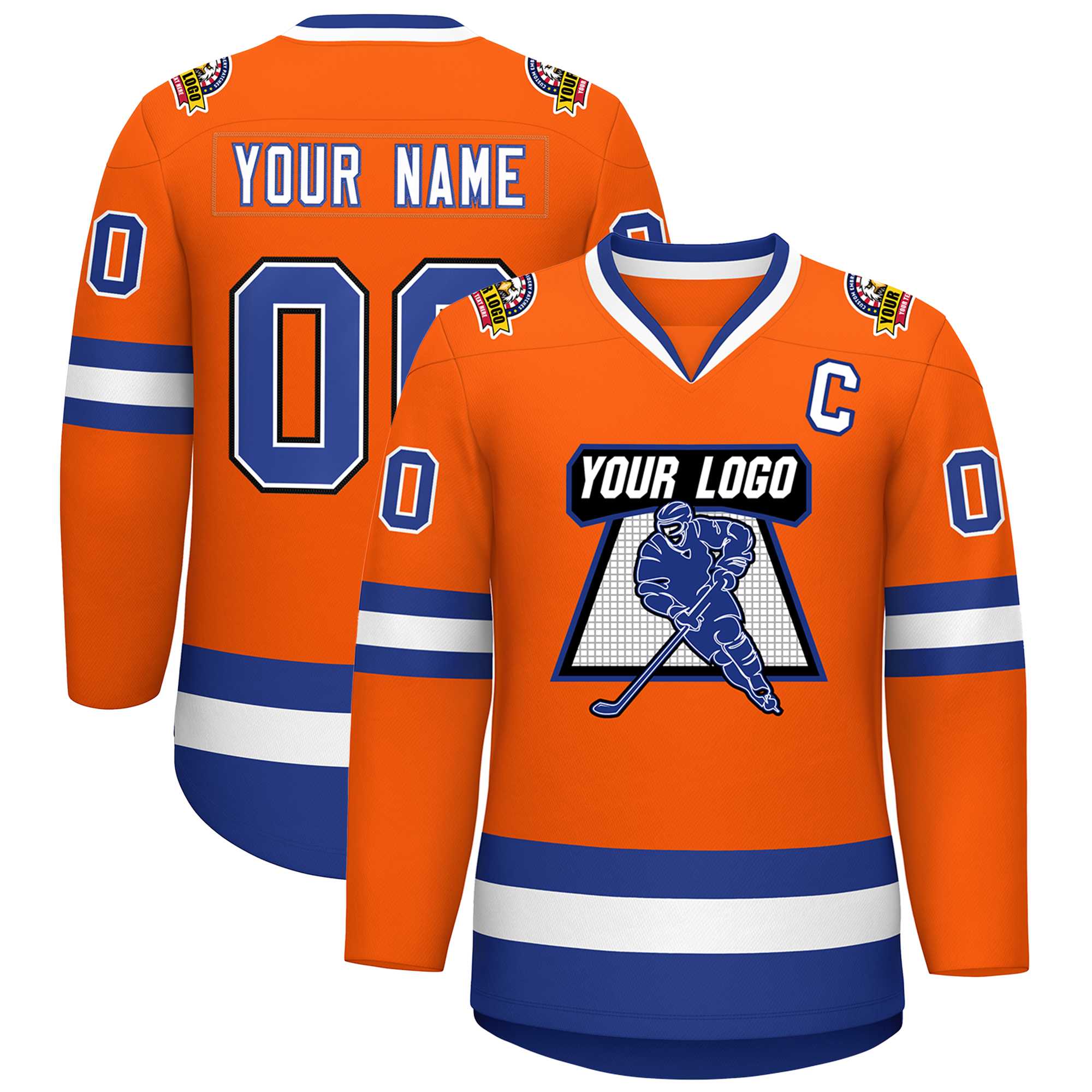 Maillot de hockey de style classique Orange Royal blanc-noir personnalisé