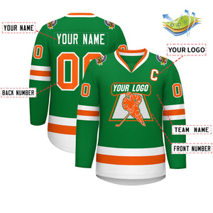 Maillot de hockey de style classique Kelly vert orange-blanc personnalisé