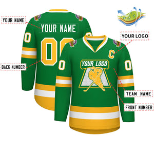 Maillot de hockey de style classique Kelly vert or-blanc personnalisé