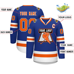 Custom Royal Orange Black-White Classic Style Hockey Jersey