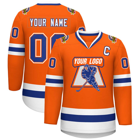Custom Orange Royal Orange-White Classic Style Hockey Jersey