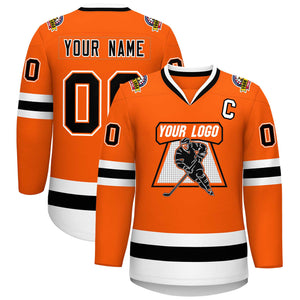 Maillot de hockey de style classique orange noir orange-blanc personnalisé