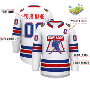 Custom White Red-Royal Classic Style Hockey Jersey